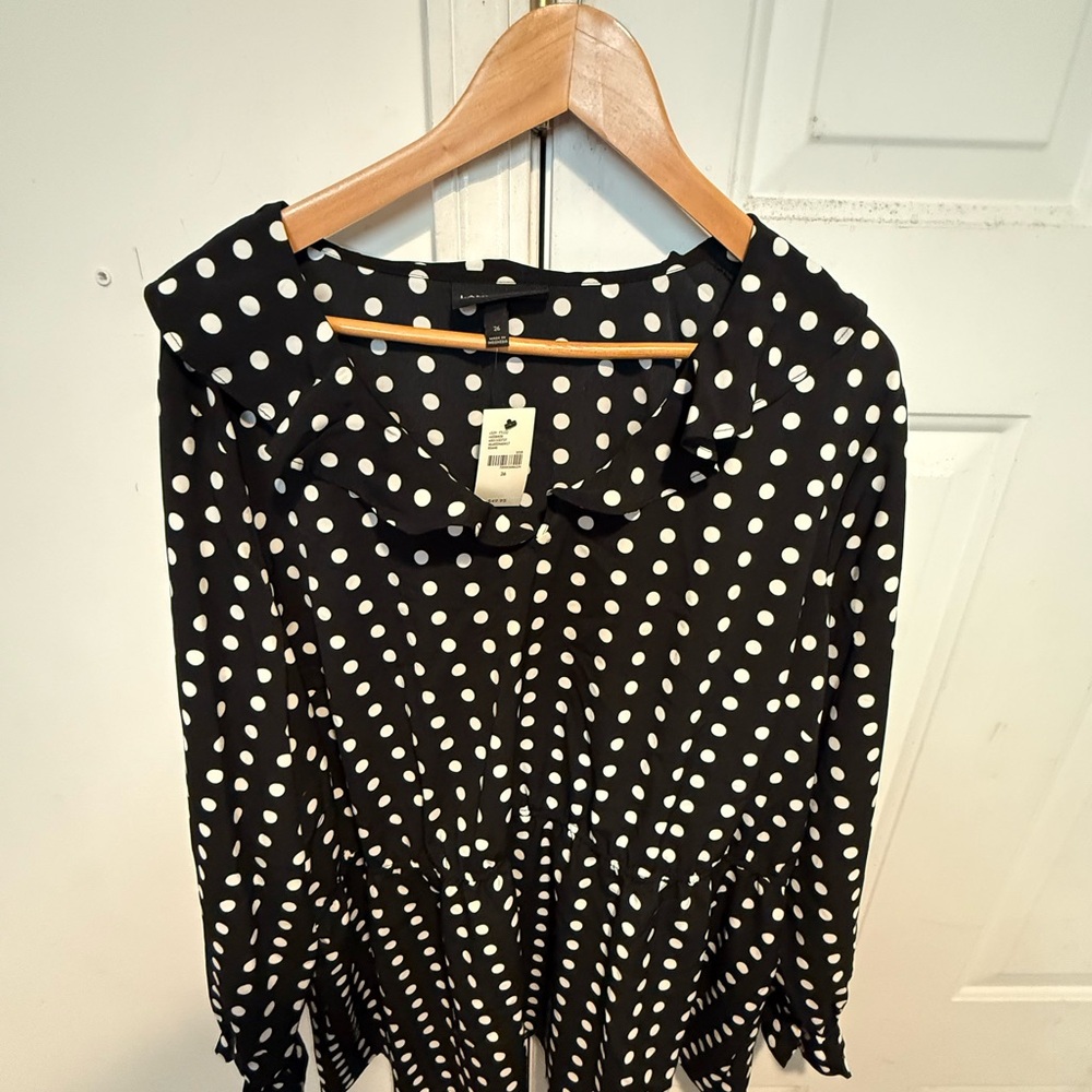 NWT Lane Bryant Polka Dot Black and White Women's Top